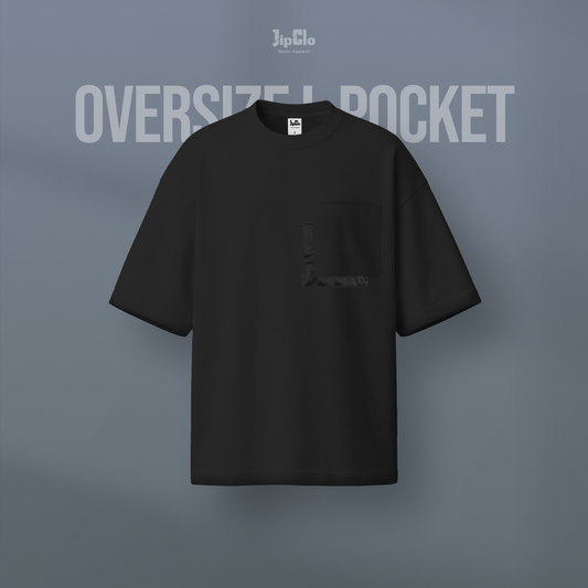 Kaos Polos Oversized L Square Pocket Heavyweight Cotton 16s Hitam - Jipclo