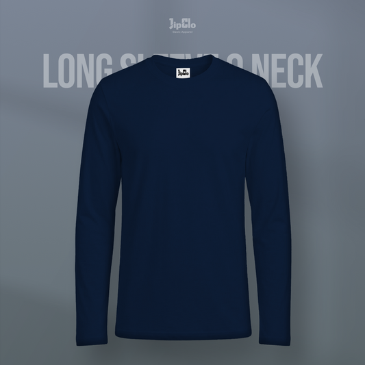 Kaos Polos Lengan Panjang O-Neck Cotton 30s Biru ITB - Jipclo