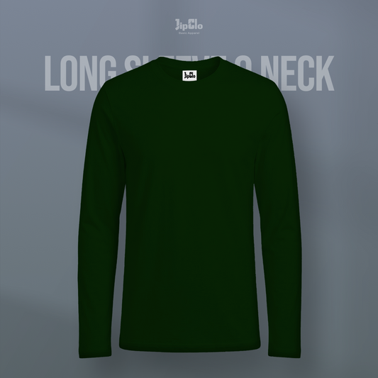 JIPCLO KAOS POLOS LENGAN PANJANG V-NECK COTTON 30S - HIJAU BOTOL