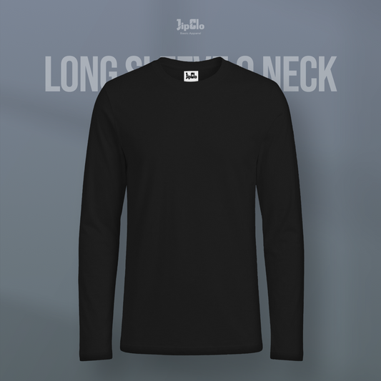 JIPCLO KAOS POLOS LENGAN PANJANG V-NECK COTTON 30S - HITAM