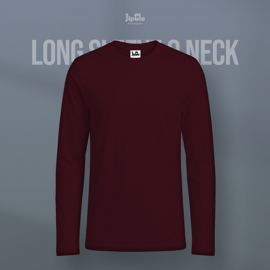 Kaos Polos Lengan Panjang O-Neck Cotton 30s Maroon - Jipclo