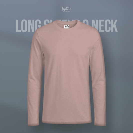 JIPCLO KAOS POLOS LENGAN PANJANG V-NECK COTTON 30S - SALMON