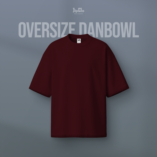 Kaos Polos Oversized Two Face Double Knit 30s Maroon - Jipclo