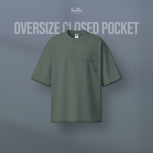 JIPCLO KAOS POLOS OVERSIZED CLOSED POCKET HEAVYWEIGHT COTTON 16S - CONVERT GREEN