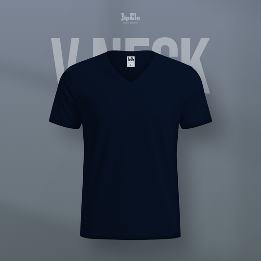 Kaos Polos V-Neck Cotton 30s Navy - Jipclo