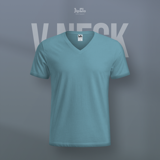 Kaos Polos V-Neck Cotton 30s Sea Green - Jipclo