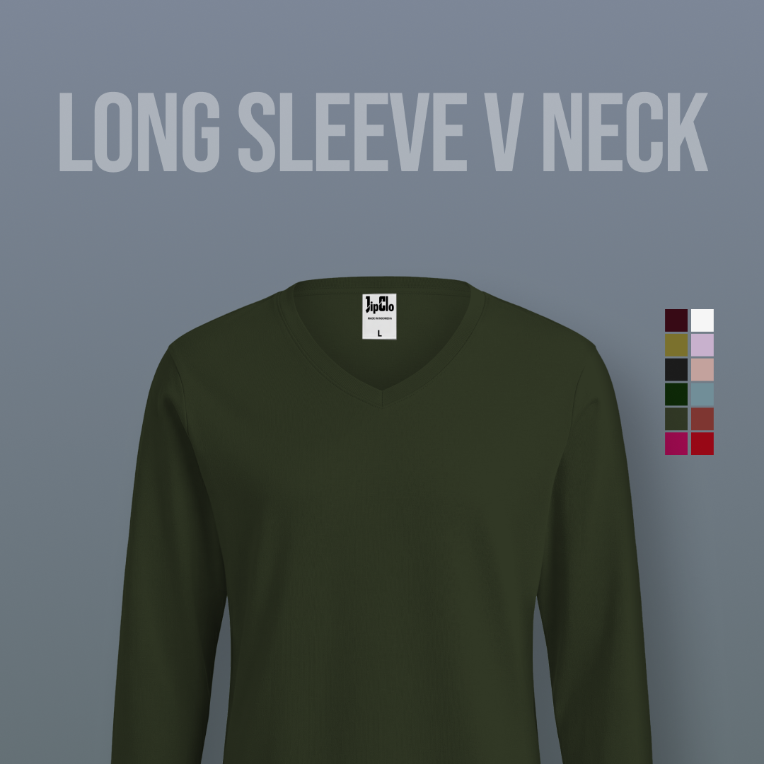 Kaos Polos Lengan Panjang V-Neck Cotton 30s - Jipclo