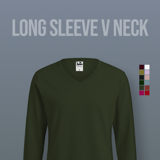 Kaos Polos Lengan Panjang V-Neck Cotton 30s - Jipclo