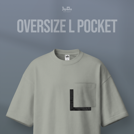 Kaos Polos Oversized L Square Pocket Heavyweight Cotton 16s Abu Muda - Jipclo