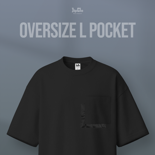 Kaos Polos Oversized L Square Pocket Heavyweight Cotton 16s Hitam - Jipclo