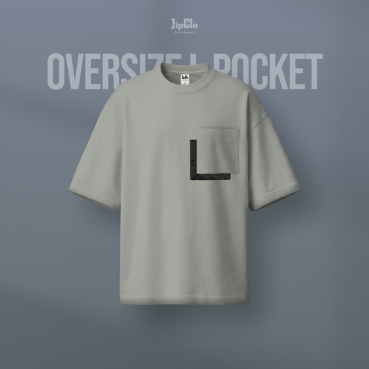 Kaos Polos Oversized L Square Pocket Heavyweight Cotton 16s Abu Muda - Jipclo