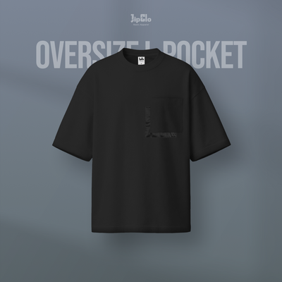 Kaos Polos Oversized L Square Pocket Heavyweight Cotton 16s Hitam - Jipclo