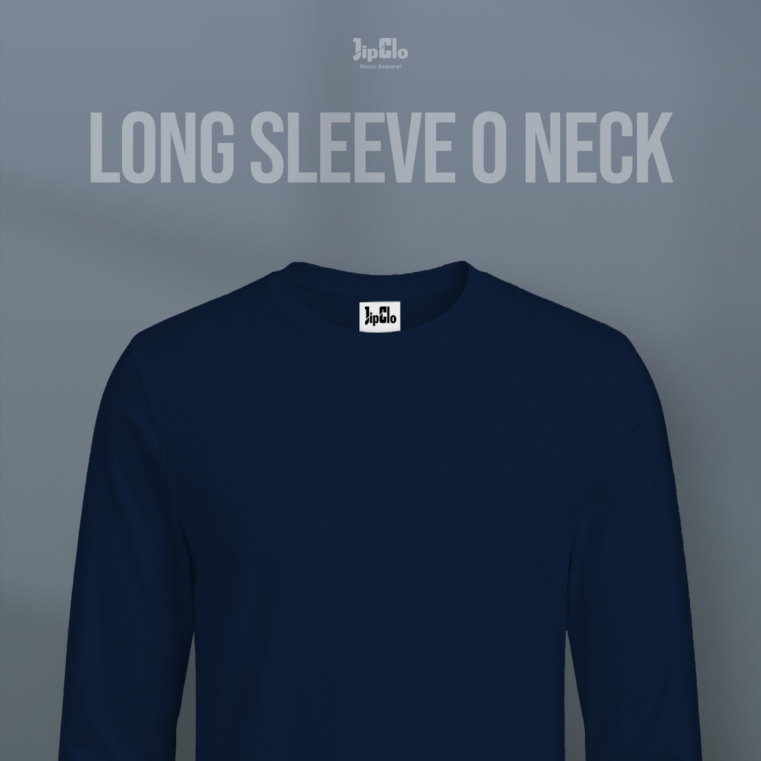 Kaos Polos Lengan Panjang O-Neck Cotton 30s Biru ITB - Jipclo