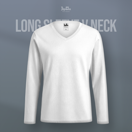 Kaos Polos Lengan Panjang V-Neck Cotton 30s - Jipclo