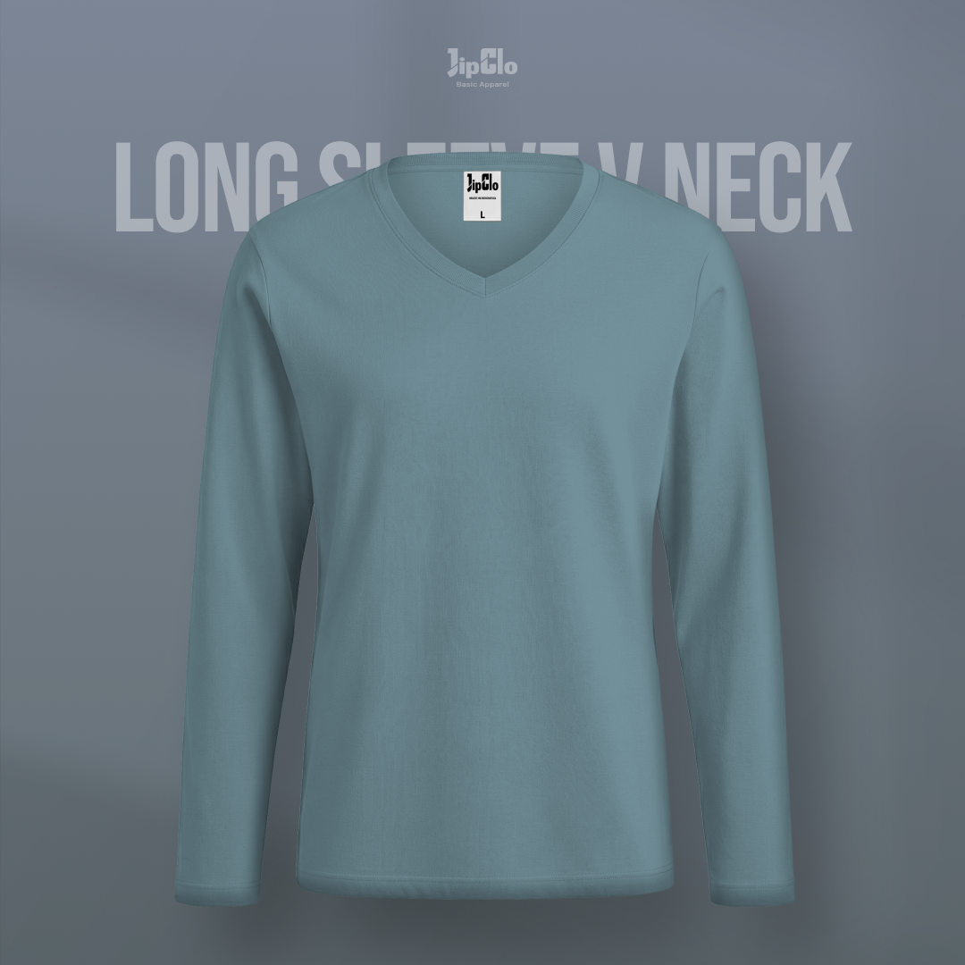 Kaos Polos Lengan Panjang V-Neck Cotton 30s - Jipclo