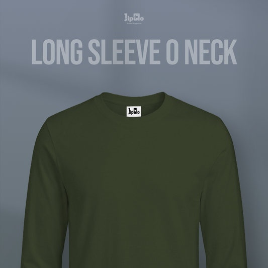 Kaos Polos Lengan Panjang O-Neck Cotton 30s Hijau Army - Jipclo