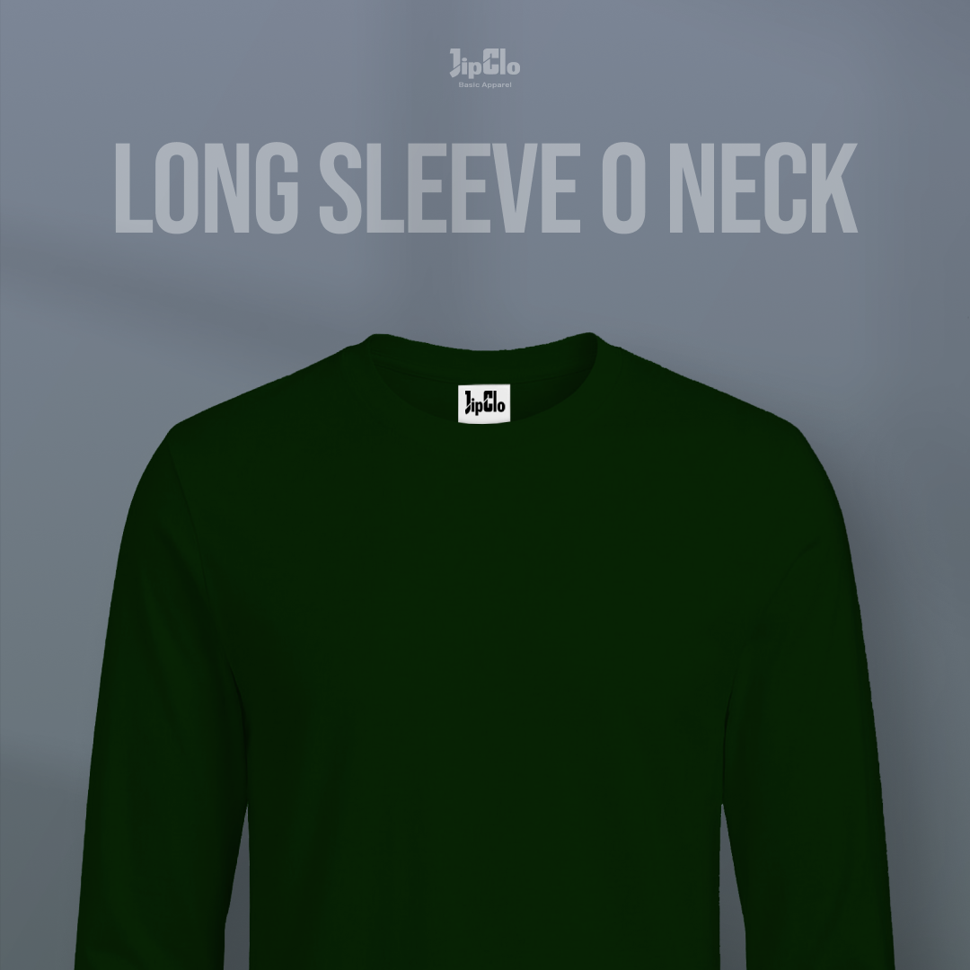 Kaos Polos Lengan Panjang O-Neck Cotton 30s Hijau Botol - Jipclo