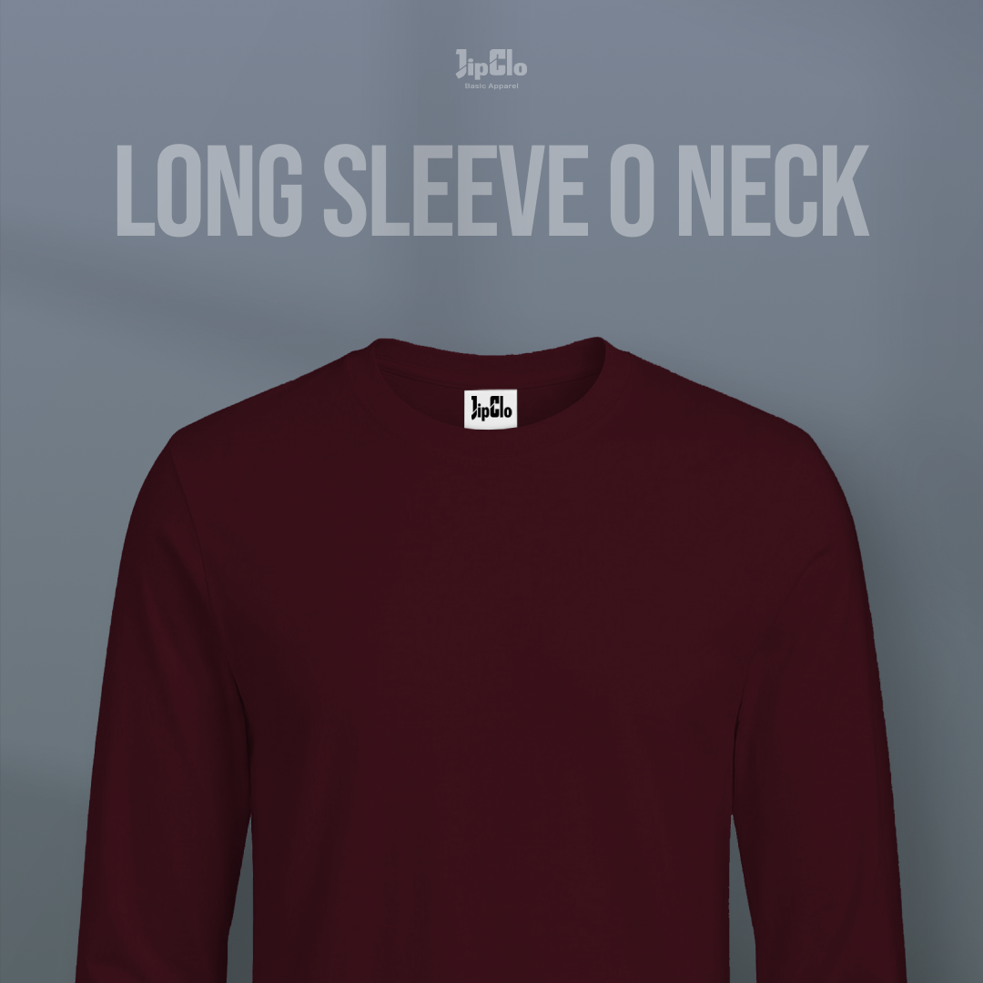 Kaos Polos Lengan Panjang O-Neck Cotton 30s Maroon - Jipclo
