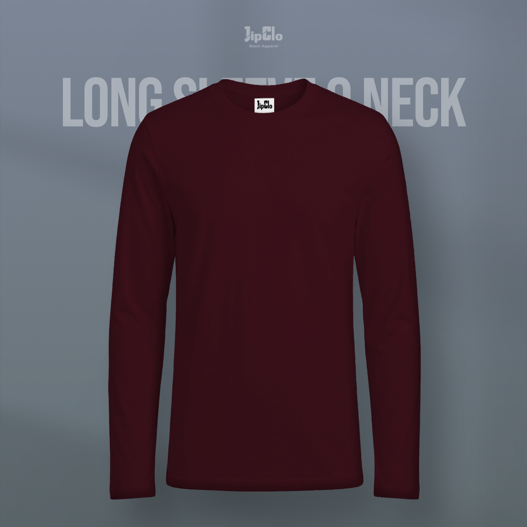 Kaos Polos Lengan Panjang O-Neck Cotton 30s Maroon - Jipclo