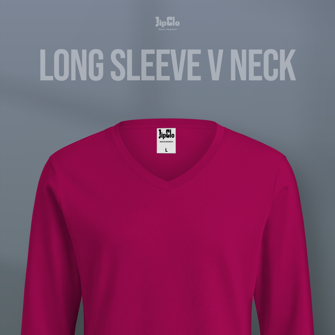 Kaos Polos Lengan Panjang V-Neck Cotton 30s Fanta - Jipclo