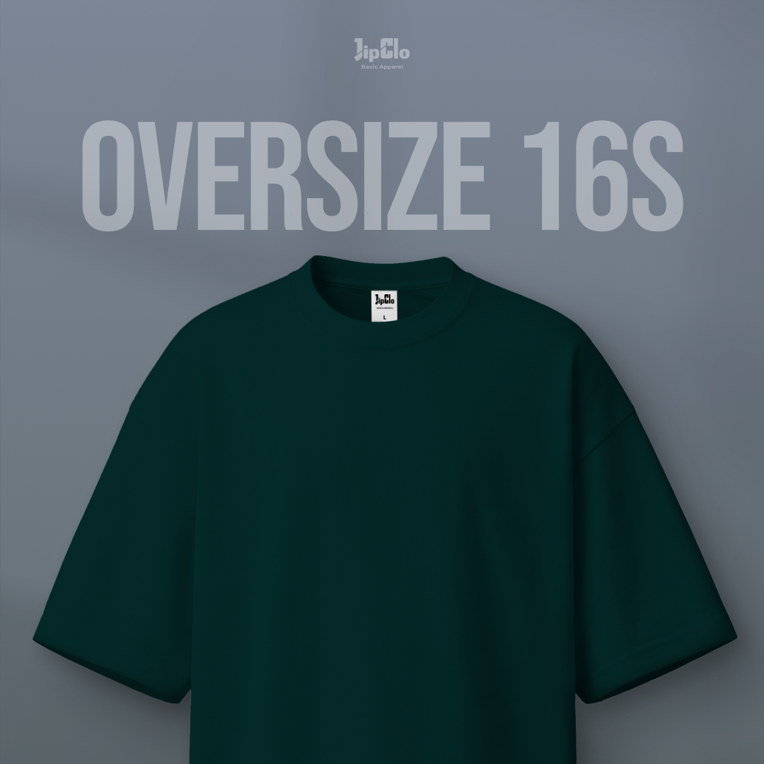 Kaos Polos Oversized Heavyweight Cotton 16s Hijau Botol - Jipclo