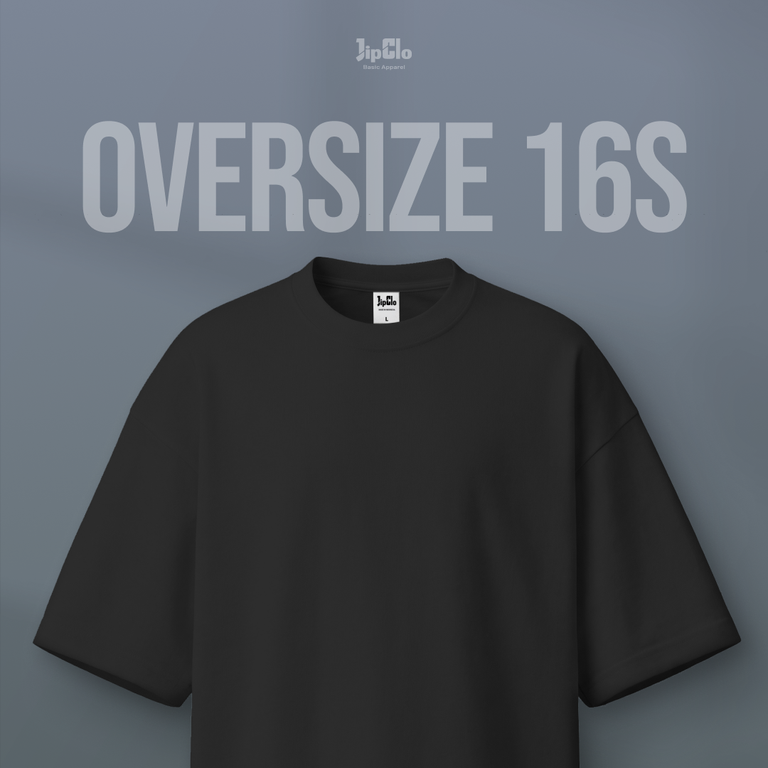 Kaos Polos Oversized Heavyweight Cotton 16s Hitam - Jipclo