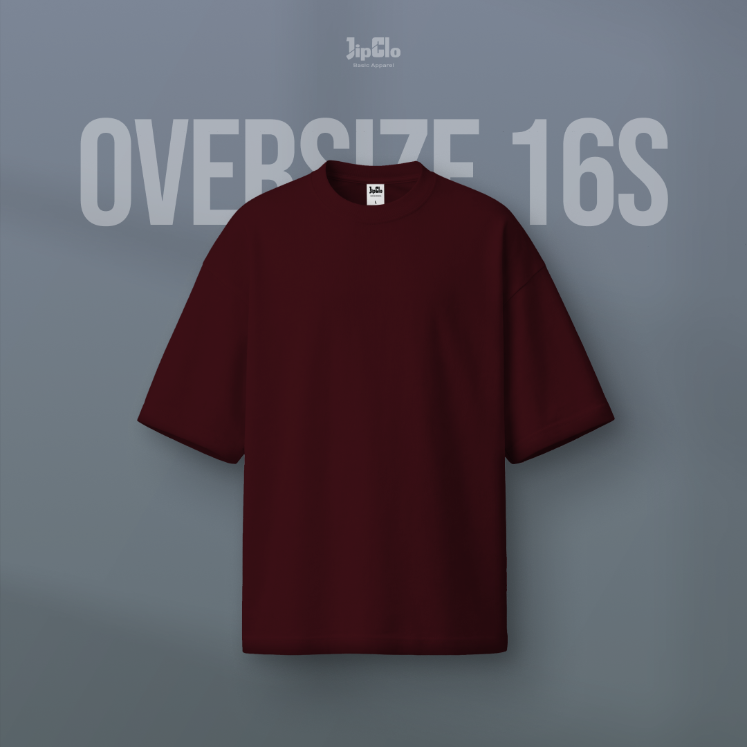 Kaos Polos Oversized Heavyweight Cotton 16s Maroon - Jipclo