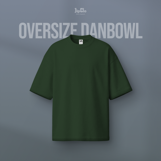Kaos Polos Oversized Two Face Double Knit 30s Hijau Army - Jipclo