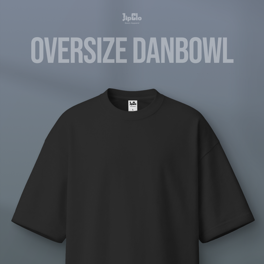Kaos Polos Oversized Two Face Double Knit 30s Hitam - Jipclo
