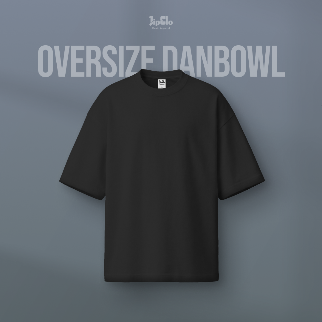 Kaos Polos Oversized Two Face Double Knit 30s Hitam - Jipclo