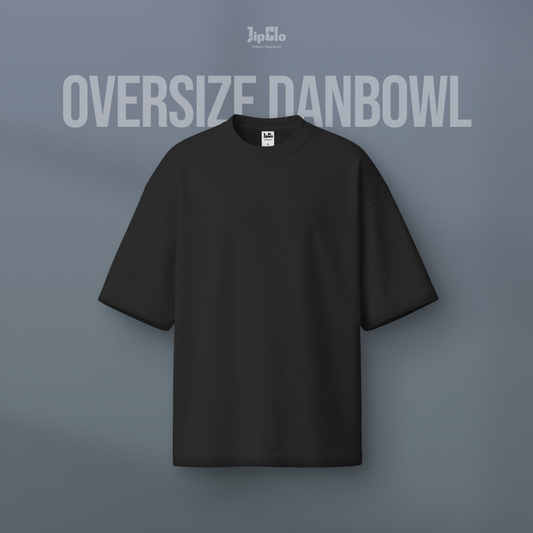 Kaos Polos Oversized Two Face Double Knit 30s Hitam - Jipclo