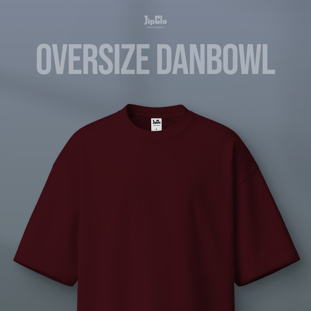 Kaos Polos Oversized Two Face Double Knit 30s Maroon - Jipclo