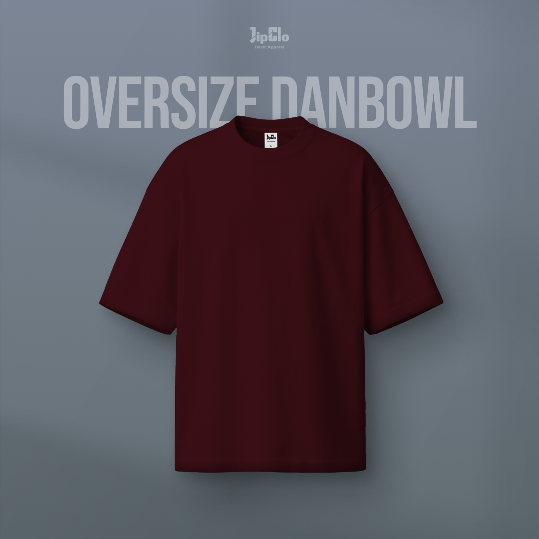 Kaos Polos Oversized Two Face Double Knit 30s Maroon - Jipclo