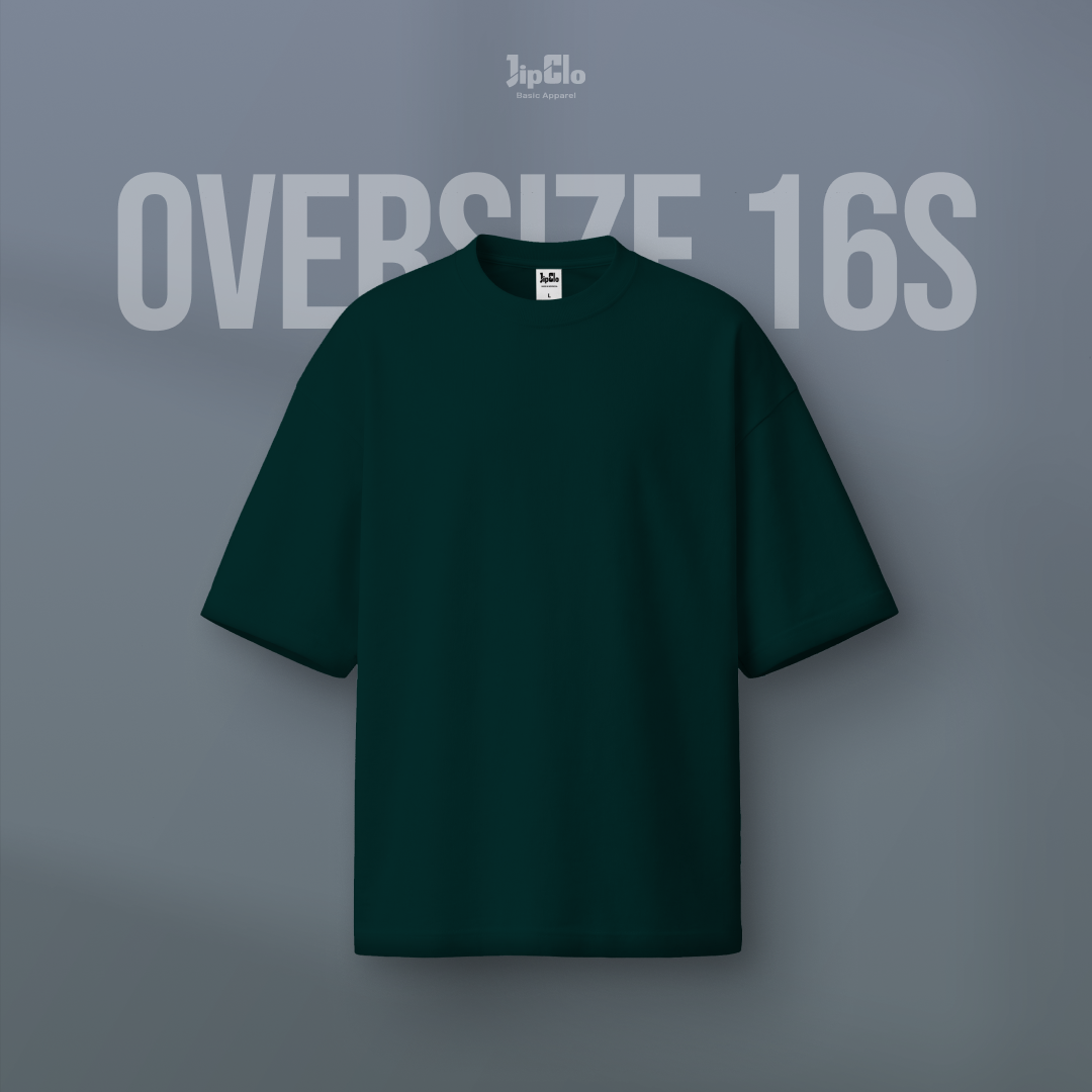 Kaos Polos Oversized Heavyweight Cotton 16s Hijau Botol - Jipclo