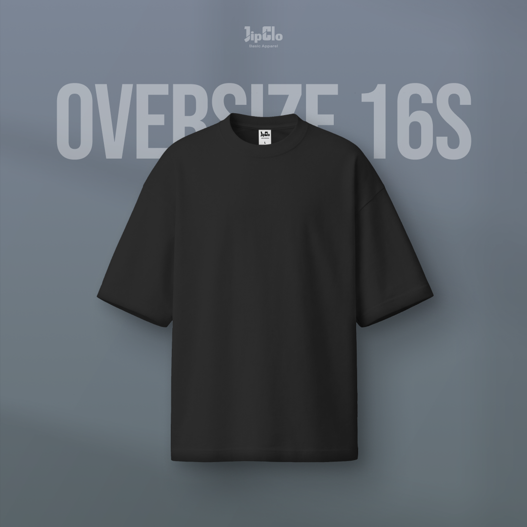 Kaos Polos Oversized Heavyweight Cotton 16s Hitam - Jipclo
