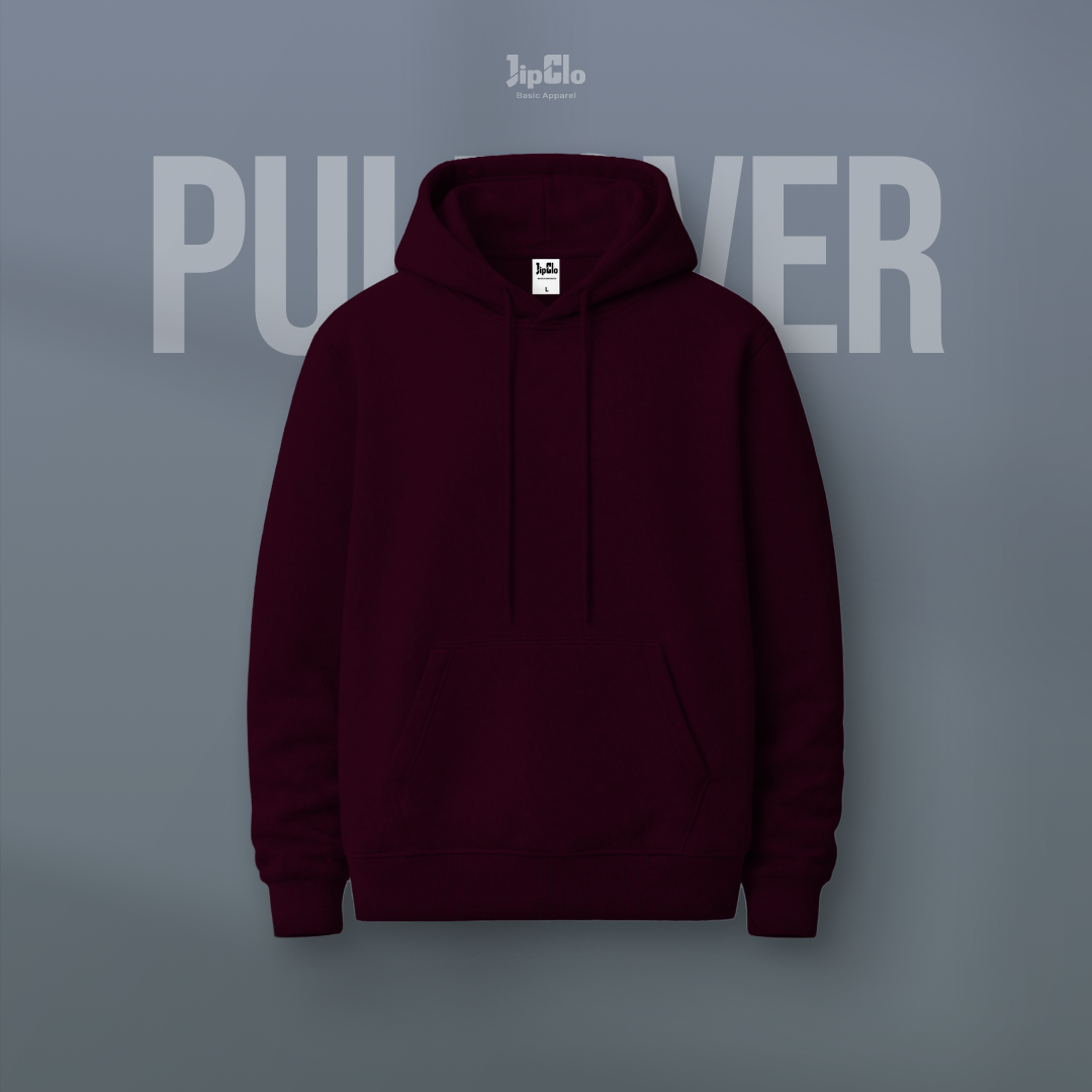 Hoodie Fleece Pullover Burgundy - Jipclo