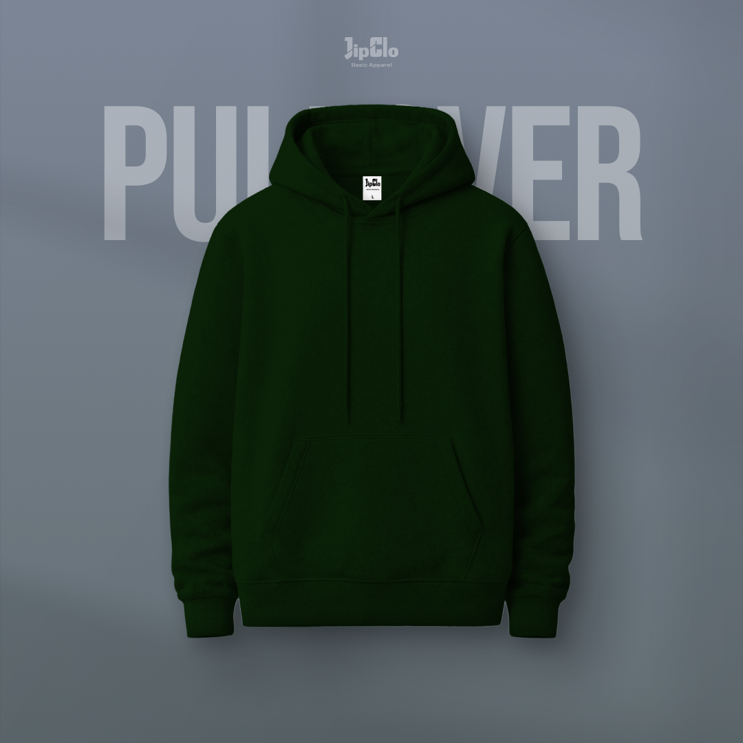 Hoodie Fleece Pullover Hijau Botol- Jipclo