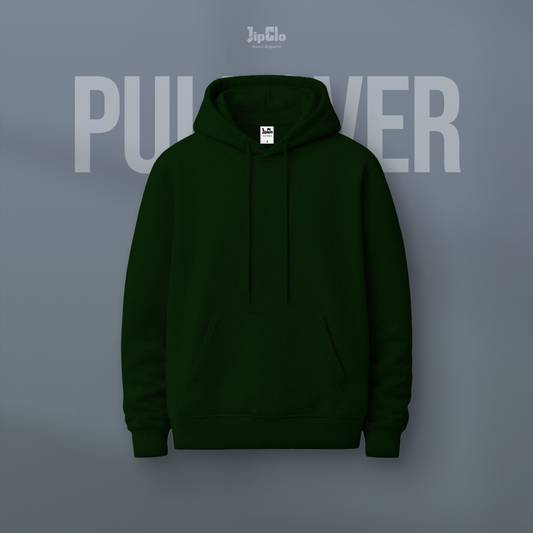 Hoodie Fleece Pullover Hijau Botol- Jipclo