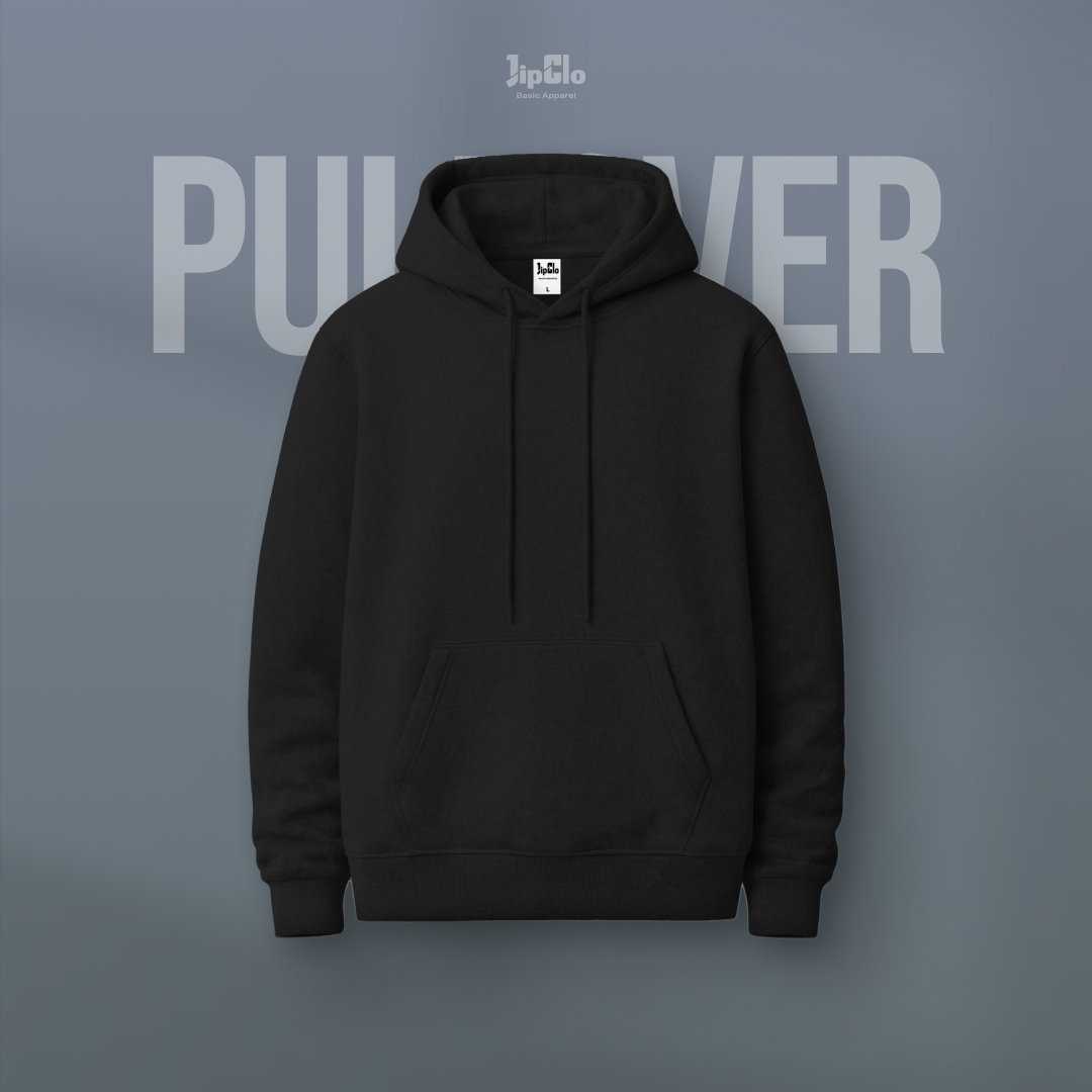 Hoodie Fleece Pullover Hitam - Jipclo