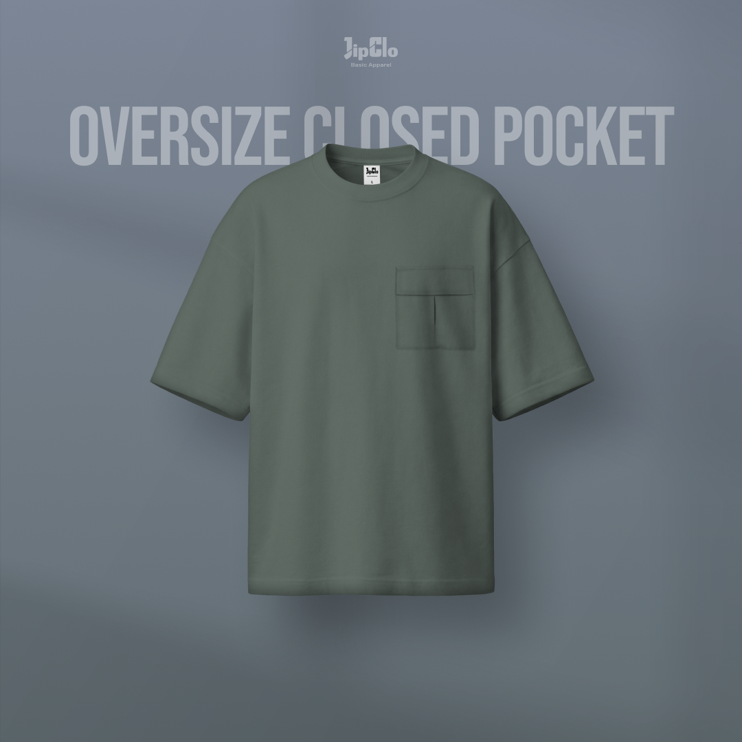 Kaos Polos Oversized Closed Pocket Heavyweight Cotton 16s Convert Green - Jipclo