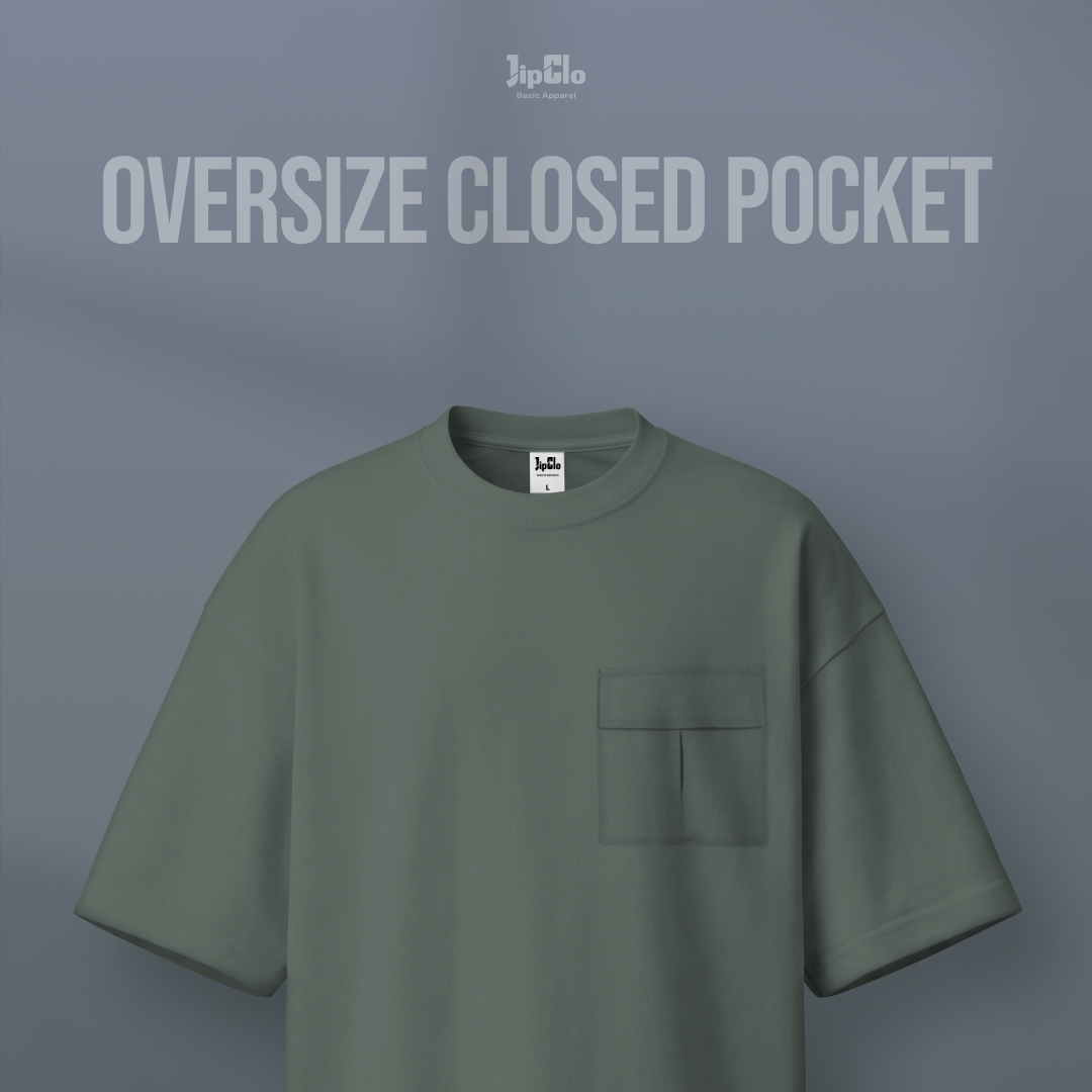 Kaos Polos Oversized Closed Pocket Heavyweight Cotton 16s Convert Green - Jipclo