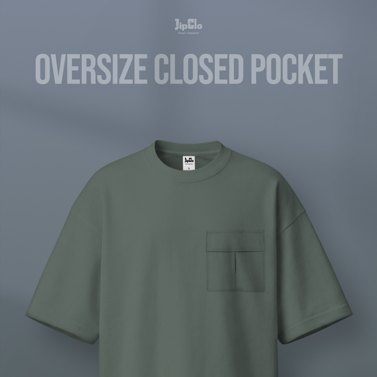 JIPCLO KAOS POLOS OVERSIZED CLOSED POCKET HEAVYWEIGHT COTTON 16S - CONVERT GREEN