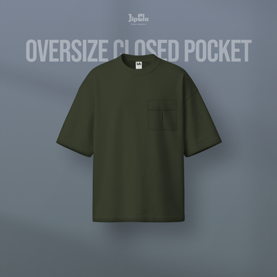 JIPCLO KAOS POLOS OVERSIZED CLOSED POCKET HEAVYWEIGHT COTTON 16S - HIJAU ARMY