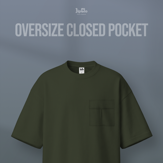 JIPCLO KAOS POLOS OVERSIZED CLOSED POCKET HEAVYWEIGHT COTTON 16S - HIJAU ARMY