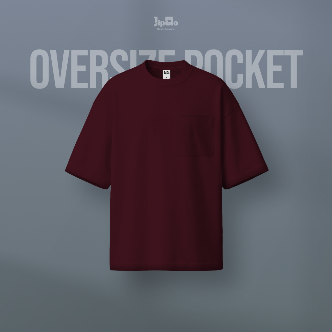 Kaos Polos Oversized Pocket Heavyweight Cotton 16s Maroon - Jipclo