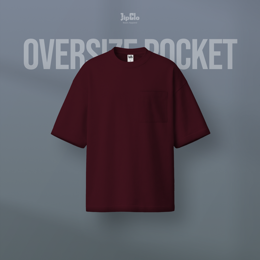 JIPCLO KAOS POLOS OVERSIZED POCKET HEAVYWEIGHT COTTON 16S - MAROON