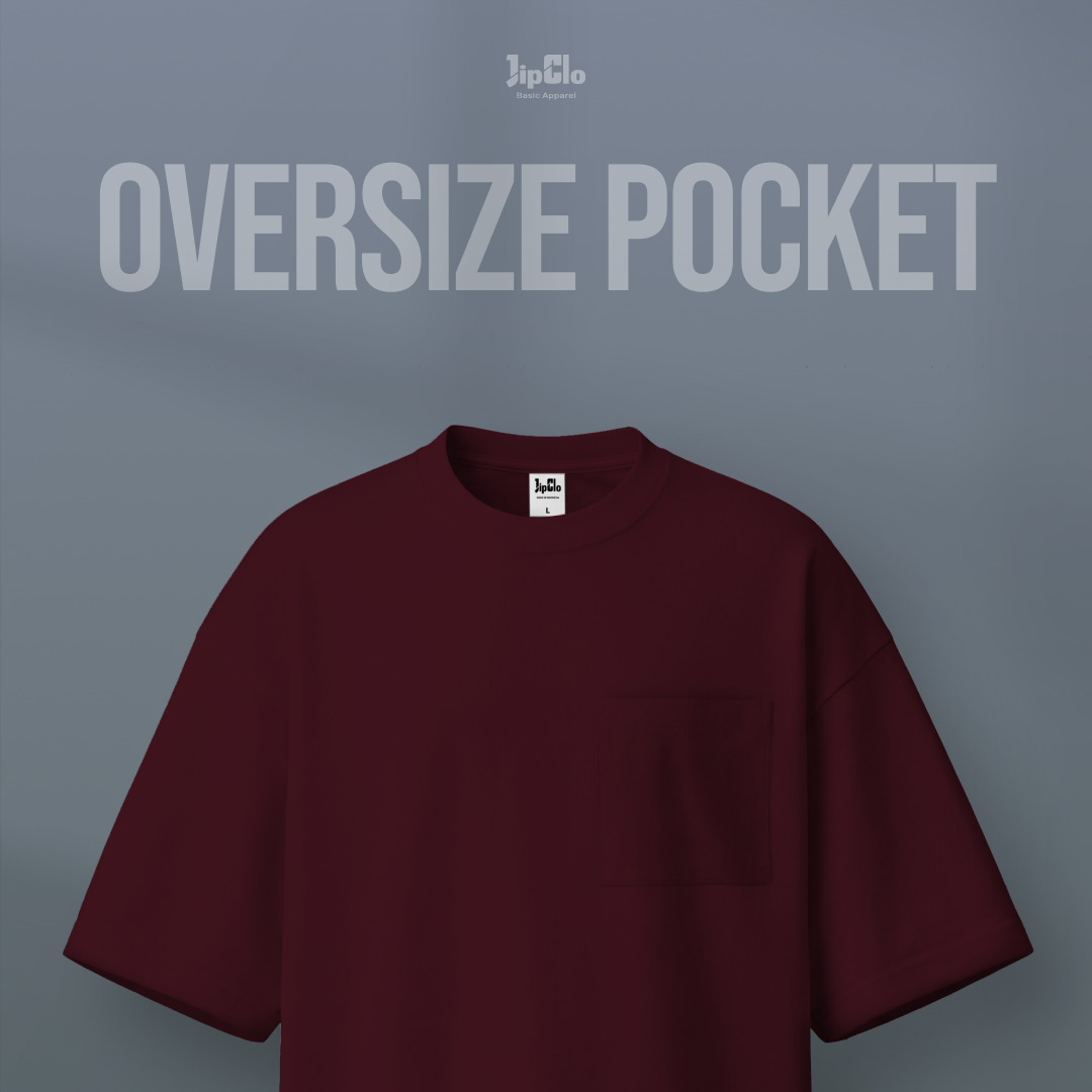 Kaos Polos Oversized Pocket Heavyweight Cotton 16s Maroon - Jipclo