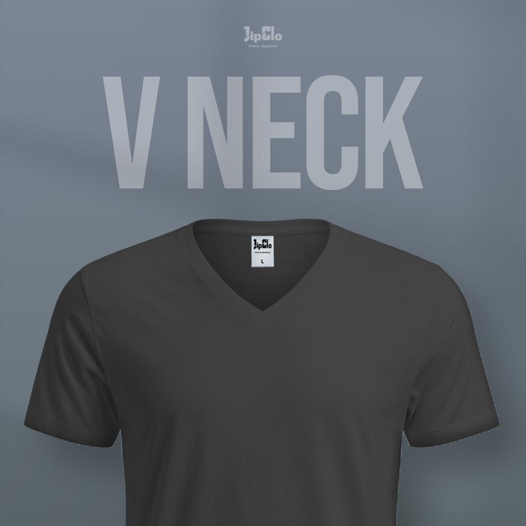 Kaos Polos V-Neck Cotton 30s Abu Tua - Jipclo