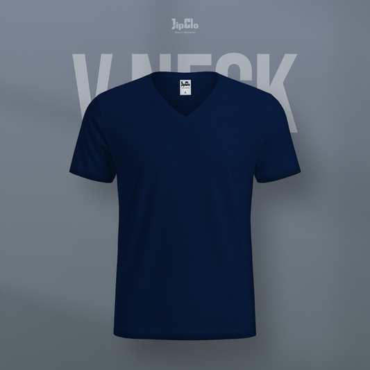 Kaos Polos V-Neck Cotton 30s Biru ITB - Jipclo