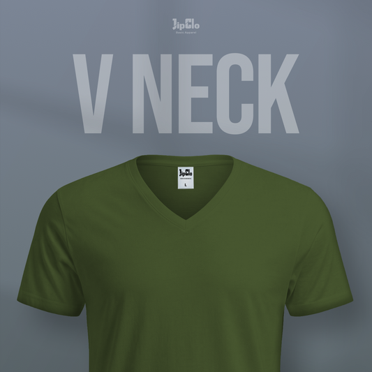 Kaos Polos V-Neck Cotton 30s Hijau Army - Jipclo